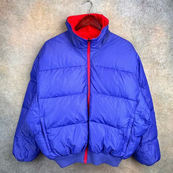VTG 90s Reversible Columbia Sportswear Puffer Jacket Mens Sz L Blue Red - Picture 1 of 8